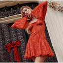 Vintage Lace Flare Sleeve Mini Dress Timeless Romantic Style