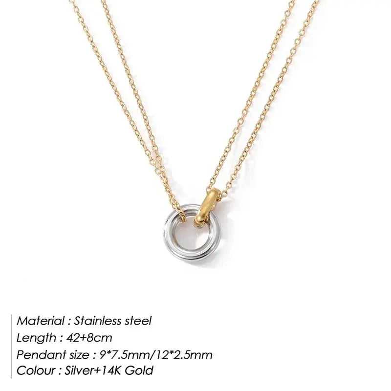 Two Color 316L Stainless Steel Pendant Necklaces for Women