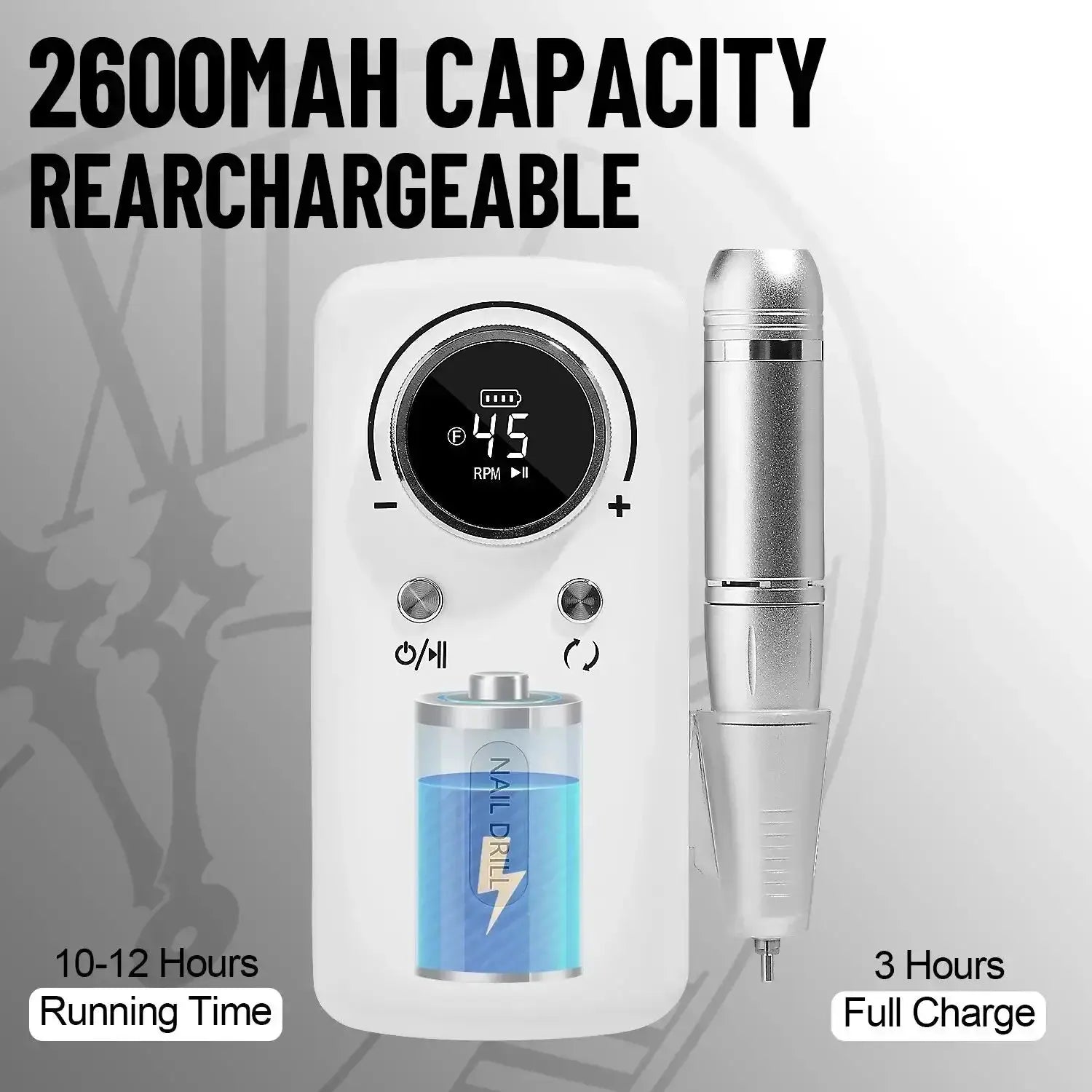 45000RPM Professional Electric Nail Drill Portable Nail File