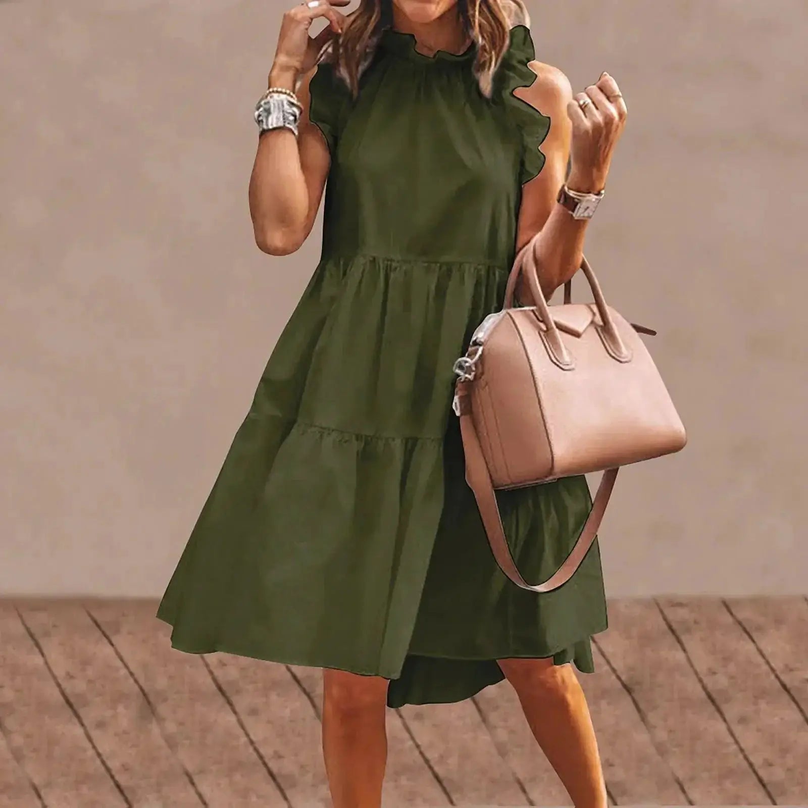 Elegant Ruffle Sleeve A Line Mini Dress For Women Fashion