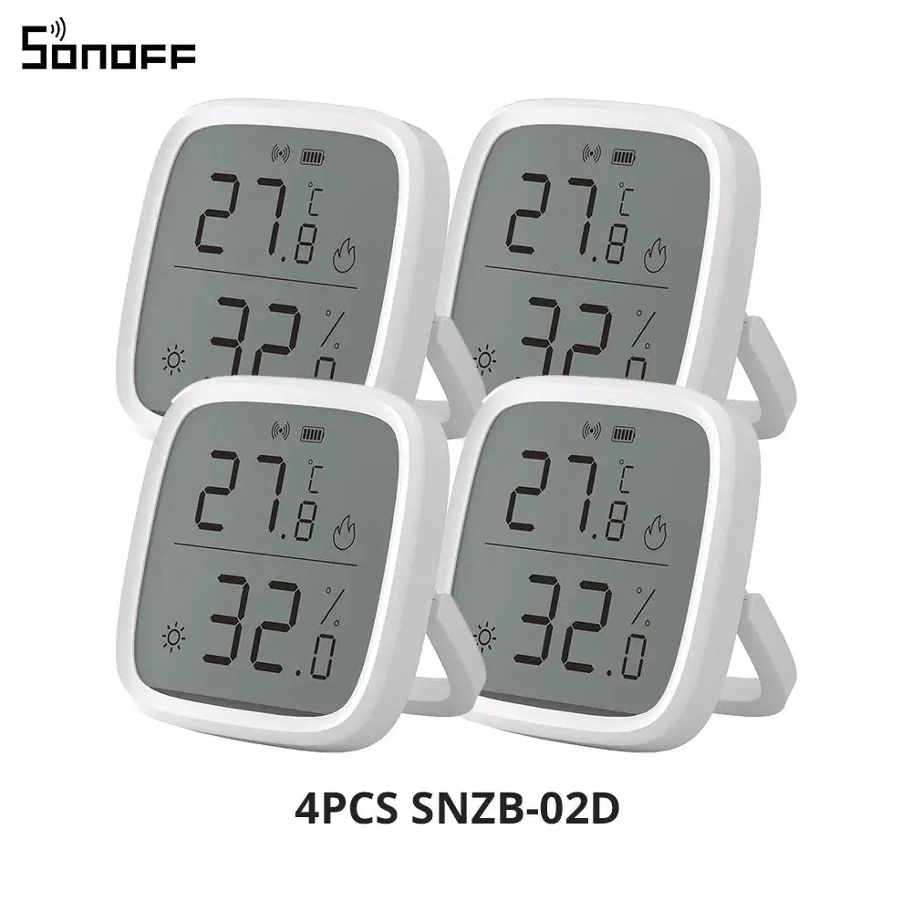 1-4PCS SONOFF SNZB-02D Zigbee LCD Digital Thermometer Smart Temperature Humidity Sensor APP Monitoring Work with Alexa Google