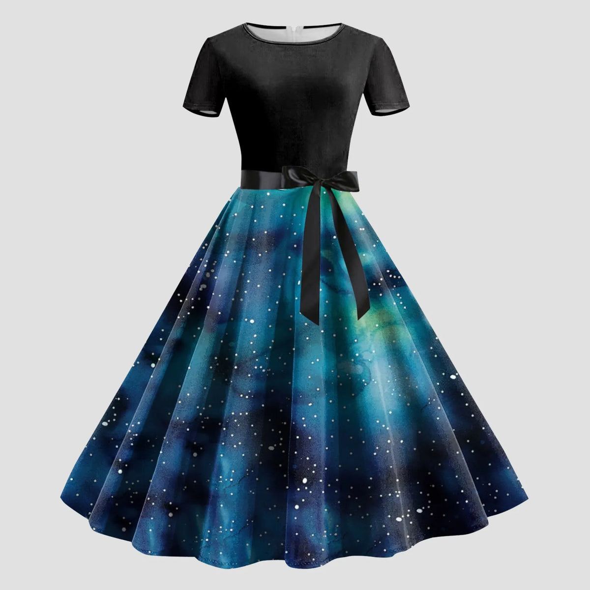 Starry Print Vintage Swing Dress