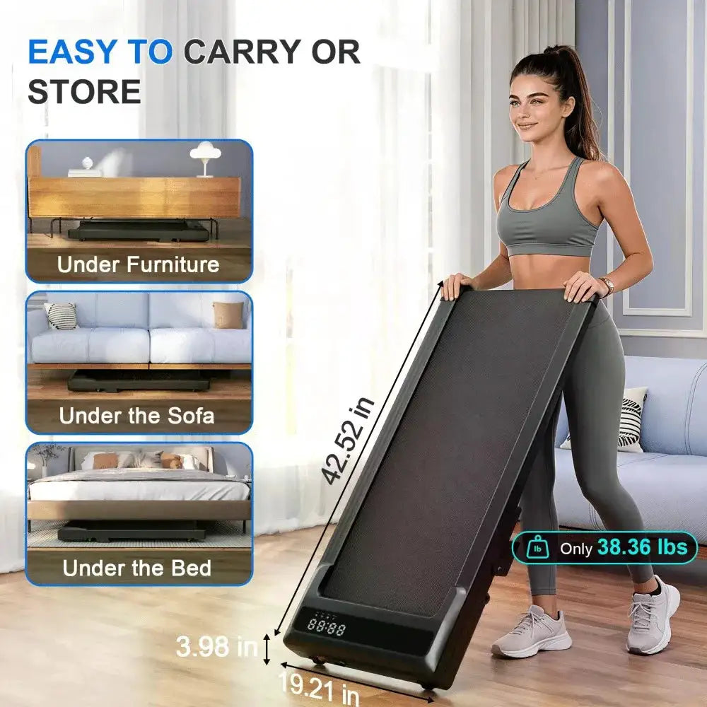 Foldable 6% Slope Under Desk Treadmills 2.5 HP Quiet Walking Pad Portable Remote Control LED Display 300LBS Exercise Walkingpad