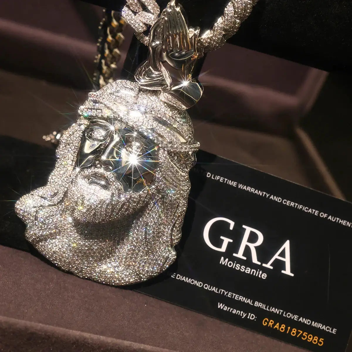 CZ Hip Hop Mens Charm Iced Out Jesus Praying Hands — product view 5