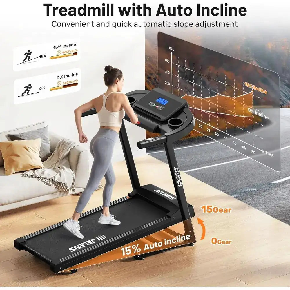 Adjustable Incline Walking Pad, 330LBS Capacity, 3.0HP Quiet Motor, Pulse Sensor, App & LCD Display