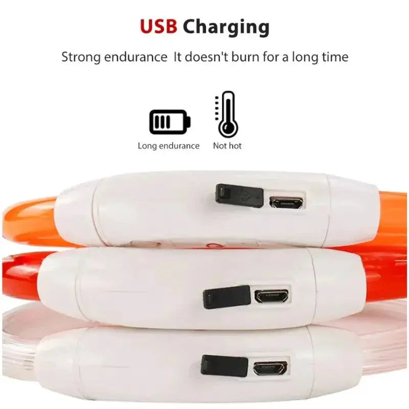 Led Dog Collar USB Charge Night Glow Safety Pet Accessory