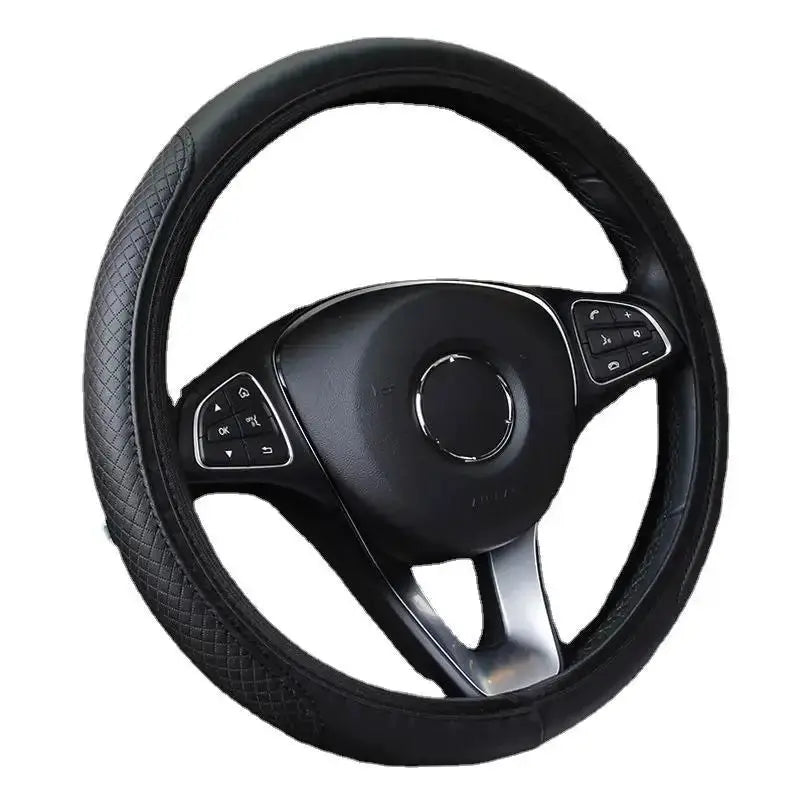 Black Dynamic Fiber Leather Steering Wheel Cover For Cars