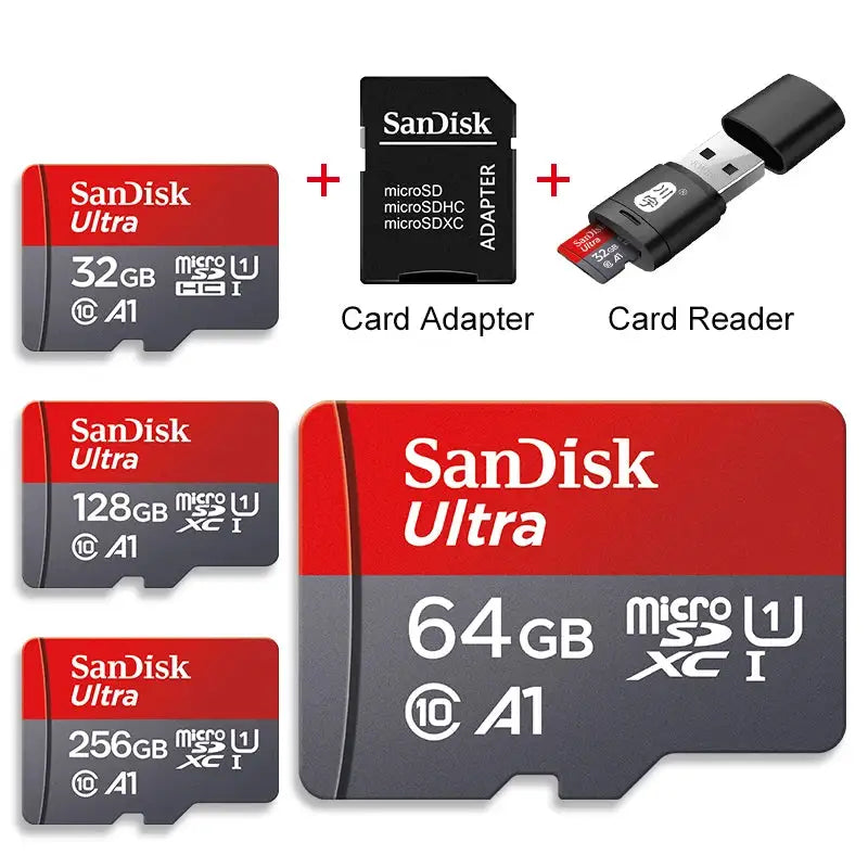 Sandisk Memory Card 256GB 128GB 64GB 32GB TF Micro SD Card Class 10 UHS-1 Flash Card Memory for Smartphone PC+Card Reader