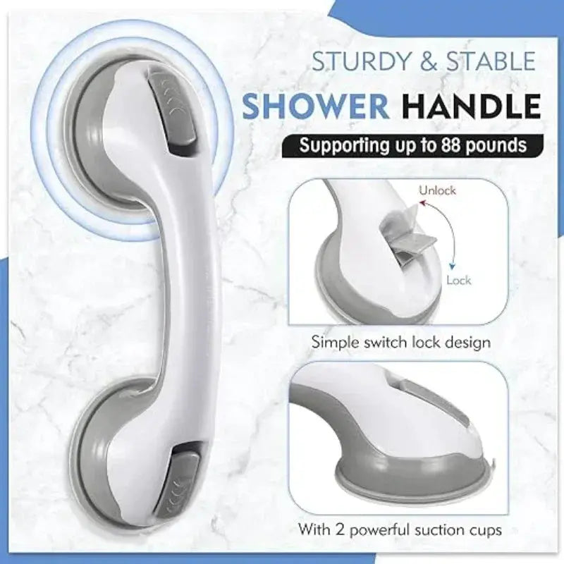 Shower Safety Handle Double Lock Vacuum Disc Anti Slip Grip
