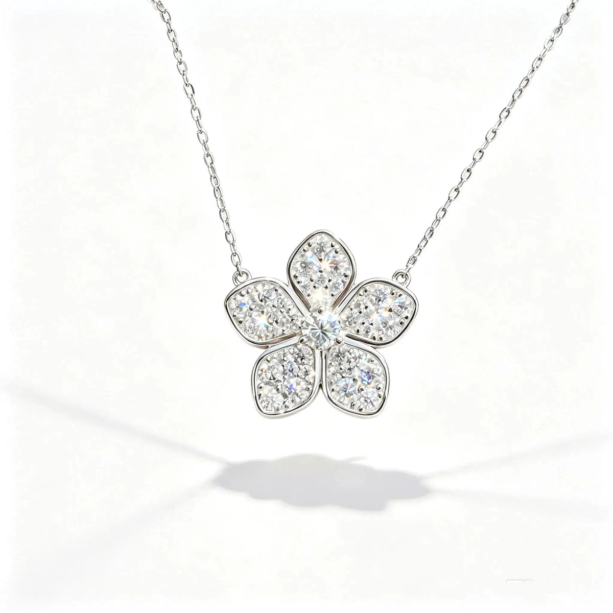 Sterling Silver Silver Moissanite Flower Pendant — product image 6