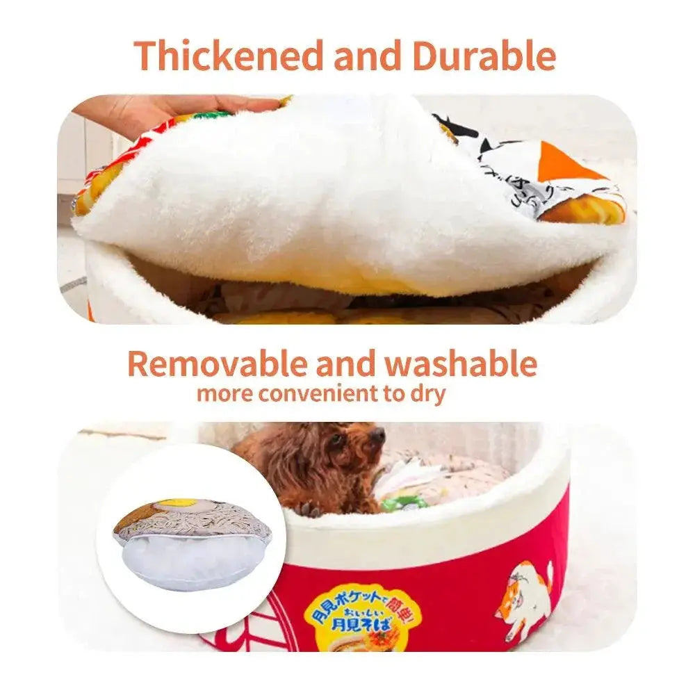 Hanpanda Udon Noodles Cat Nest Bed Cozy Velvet Hideaway