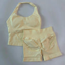 Gym Set Women Backless Halter High Waist Seamless