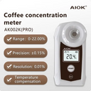 AIOK Coffee Concentration Meter Refractometer 0.01 Resolution 0-22% TDS IP67 Waterproof Washable 0-40 ℃ Temperature Compensation