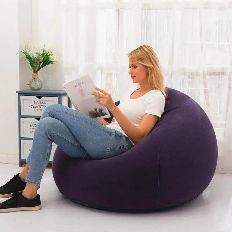 Inflatable Flocking Sofa Single Lazy Chair for Outdoors