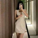 Off-White Cut Out Bodycon Mini Dress Summer Party Fashion Chic