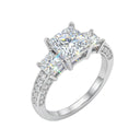 Princess Moissanite Ring in Sterling Silver Three