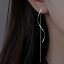 Minimalist Long Wavy Fringe Drop Earrings For Women Fashionable Hanging Jewelry