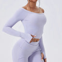 Breathable Slash Neck Yoga Shirt Women Quick Dry