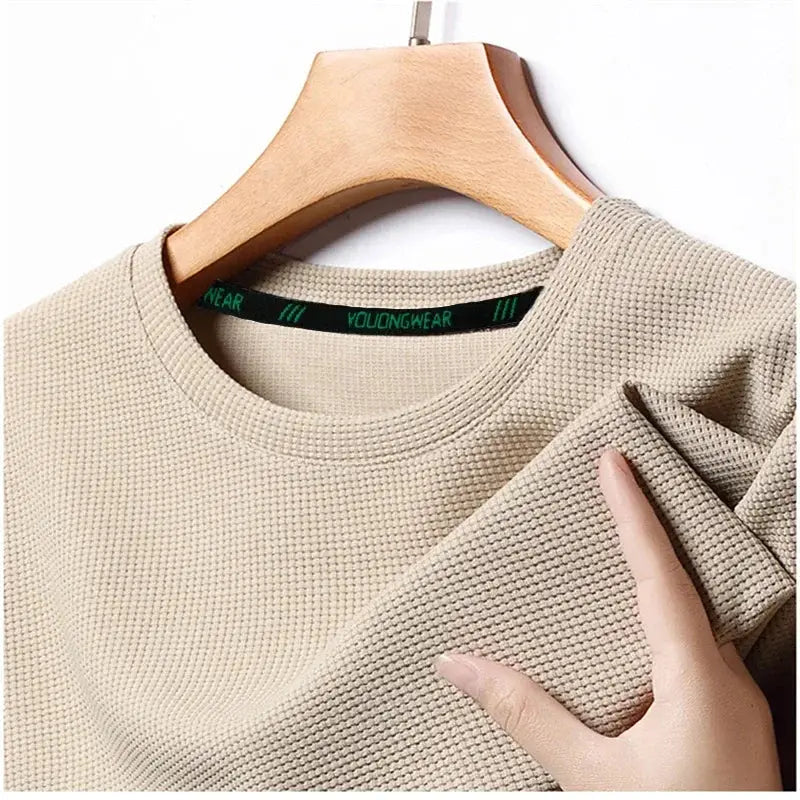 Summer O Neck Short Sleeve T Shirts For Men Casual Waffle