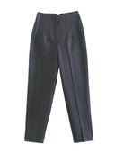 Vintage High-Waist Zipper Fly Trousers for Stylish Women