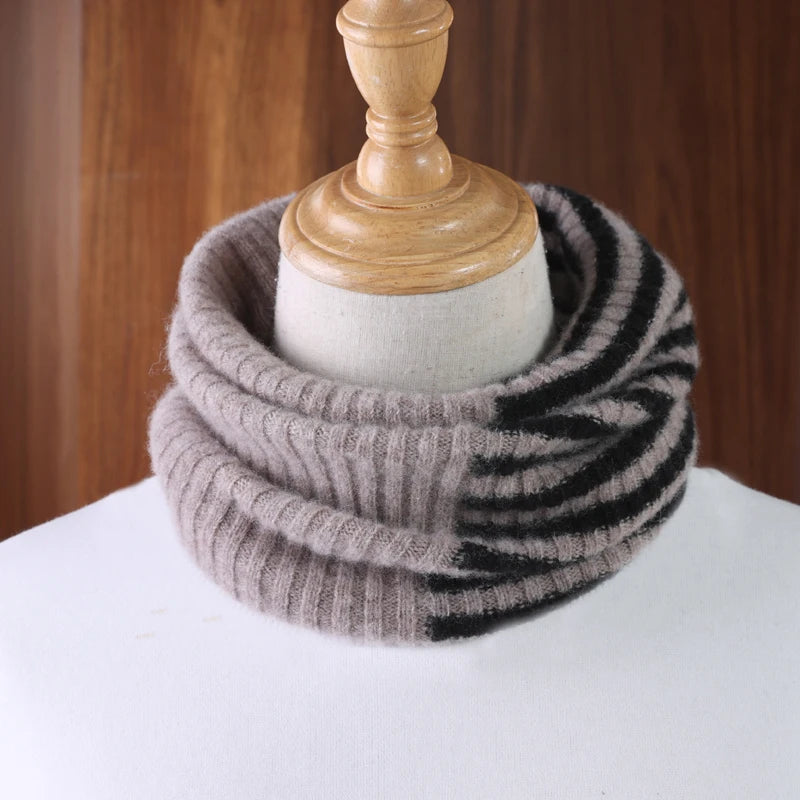 Striped Knit Winter Scarf