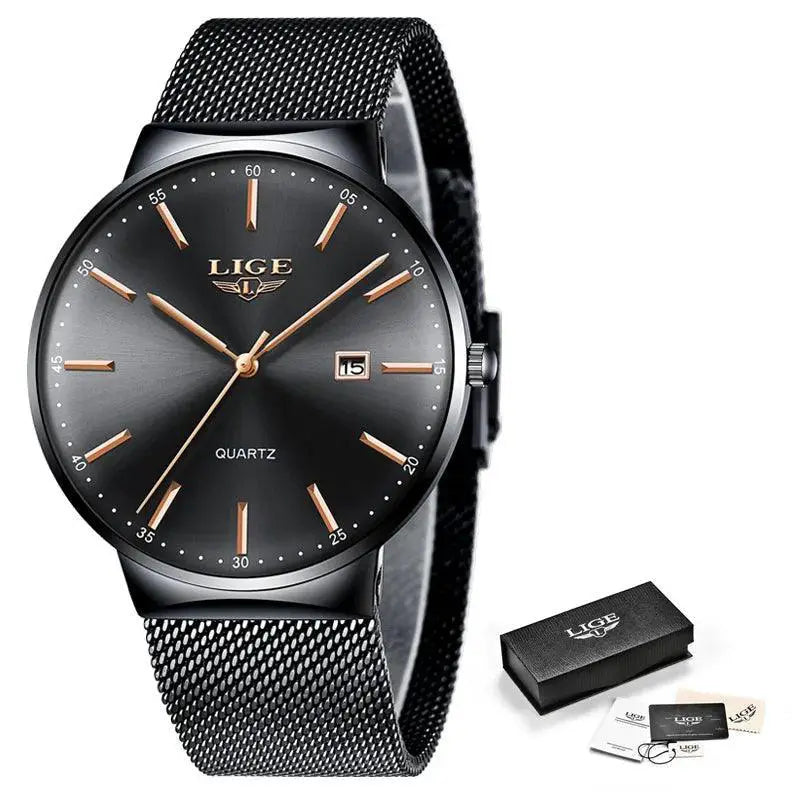 Lige Ultra Thin Mens Fashion Watch Quartz Elegant Design