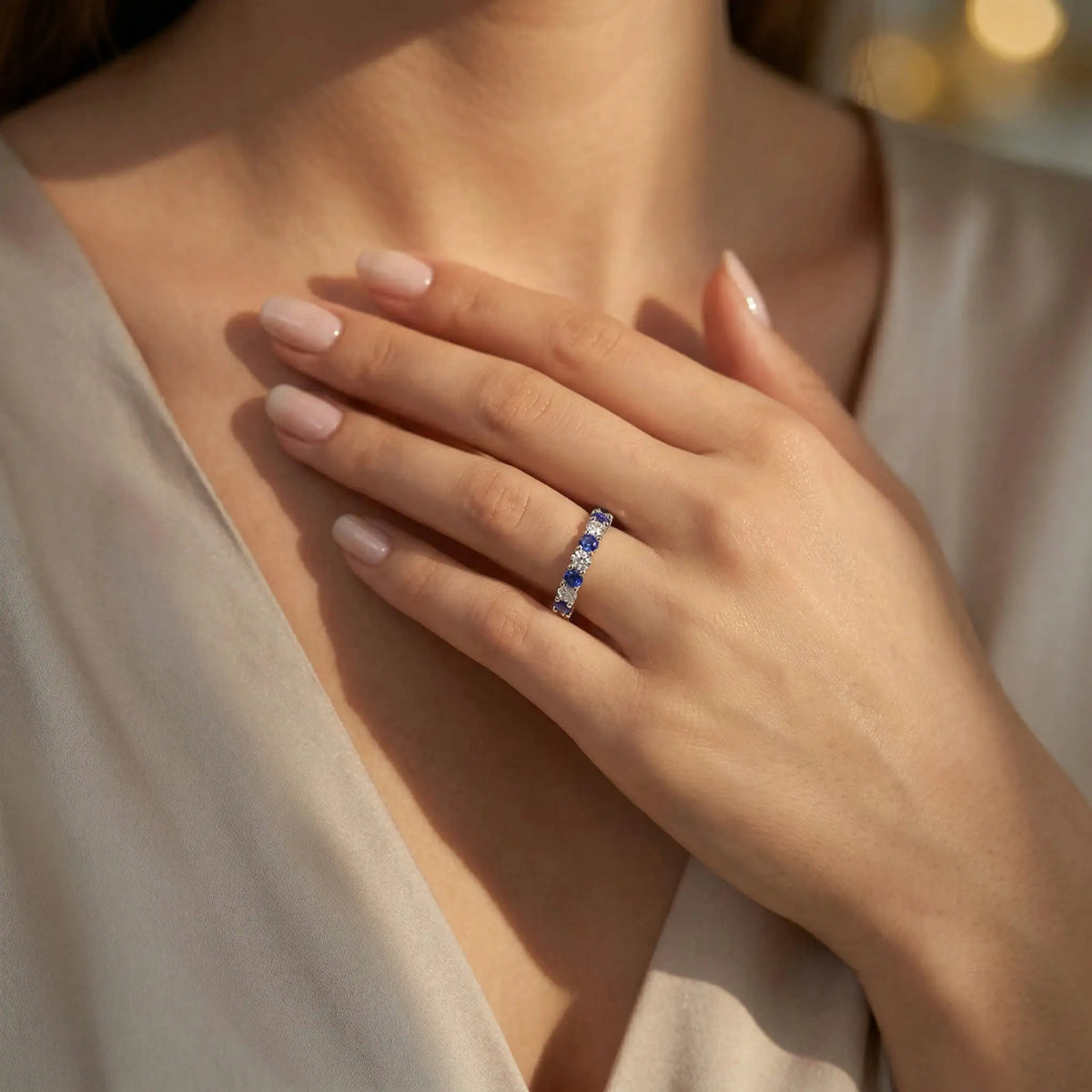 Moissanite Ring in Sterling Silver Grown — product view 4