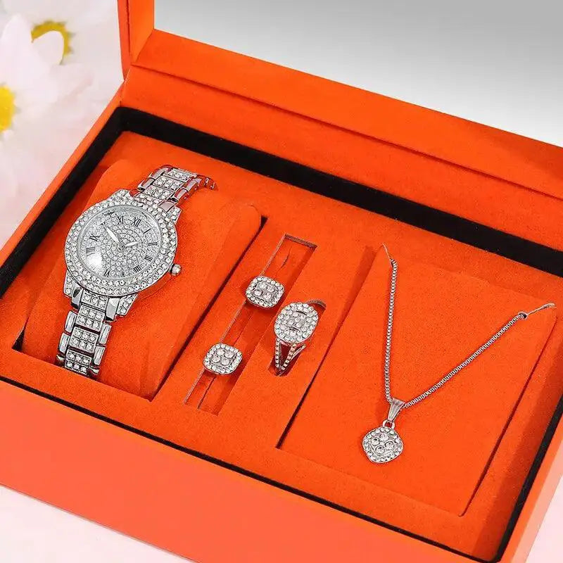 Elegant Women's Analog Wristwatch Set With Quartz Movement