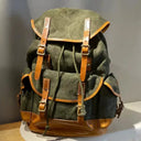 Vintage Cowhide Canvas Backpack 36L
