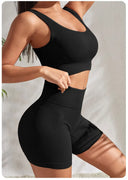 Yoga Set for Women Fitness Seamless Ribbed 2-Piece