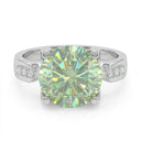 Round Green Moissanite Ring in Sterling Silver