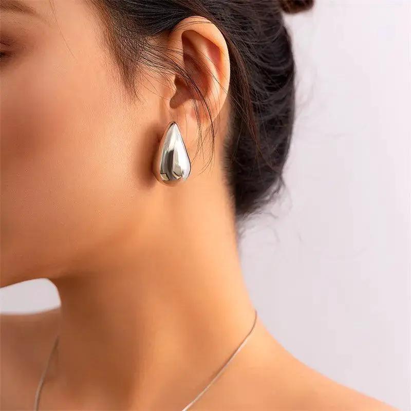 Vintage Gold Teardrop Earrings Stainless Steel Drops