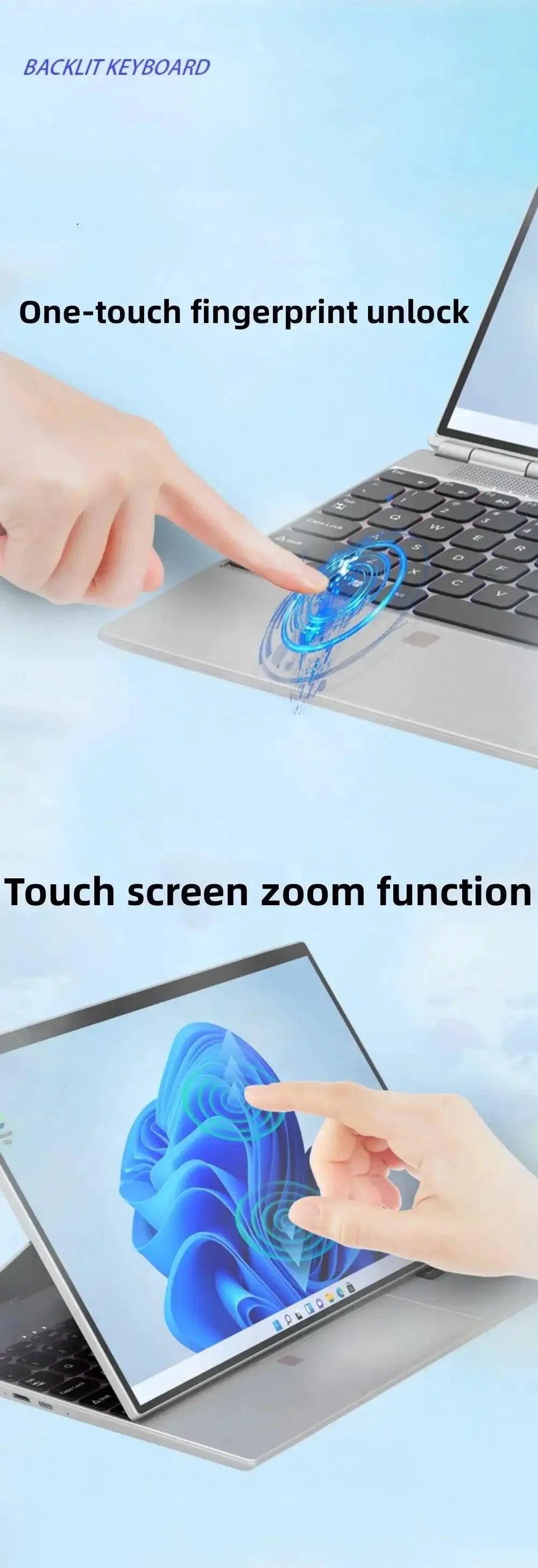 14 Inch 2 In 1 IPS Touchscreen Laptop Intel N95 16GB RAM