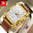 Olevs Square Leather Watch For Men