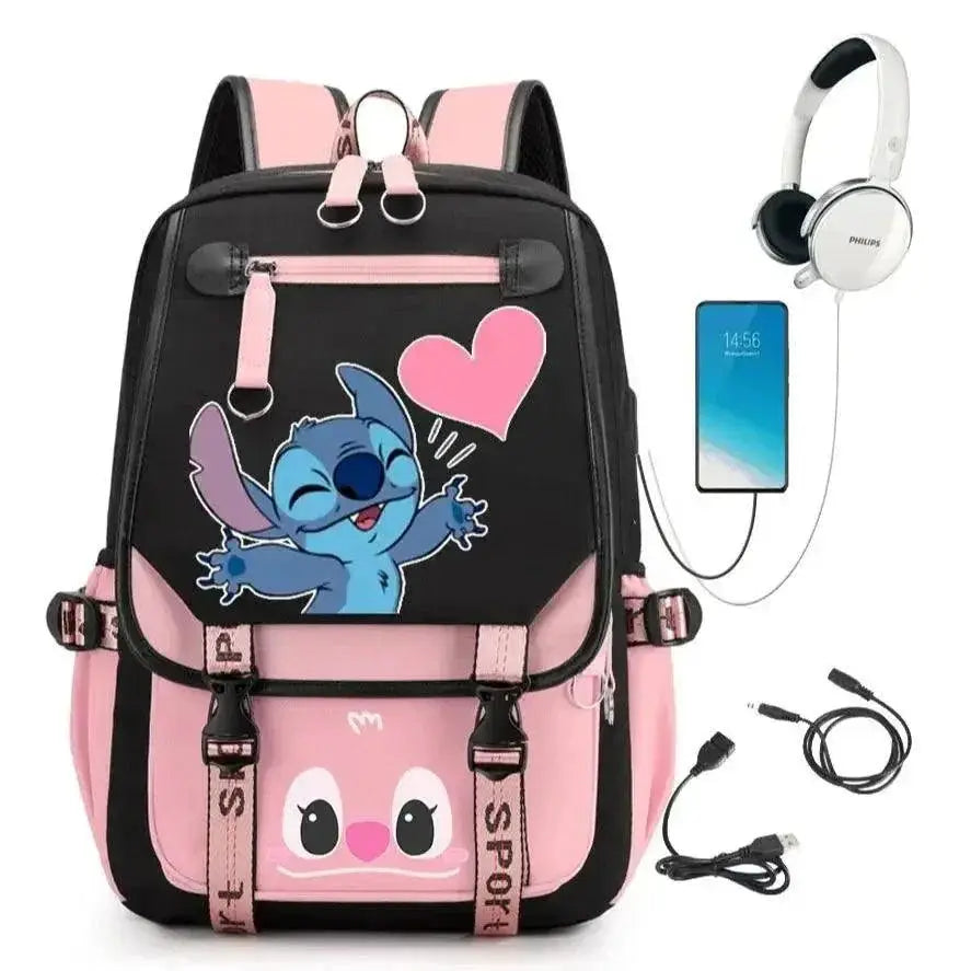 Miniso Stitch Backpack Anime Cosplay Unisex School Bag