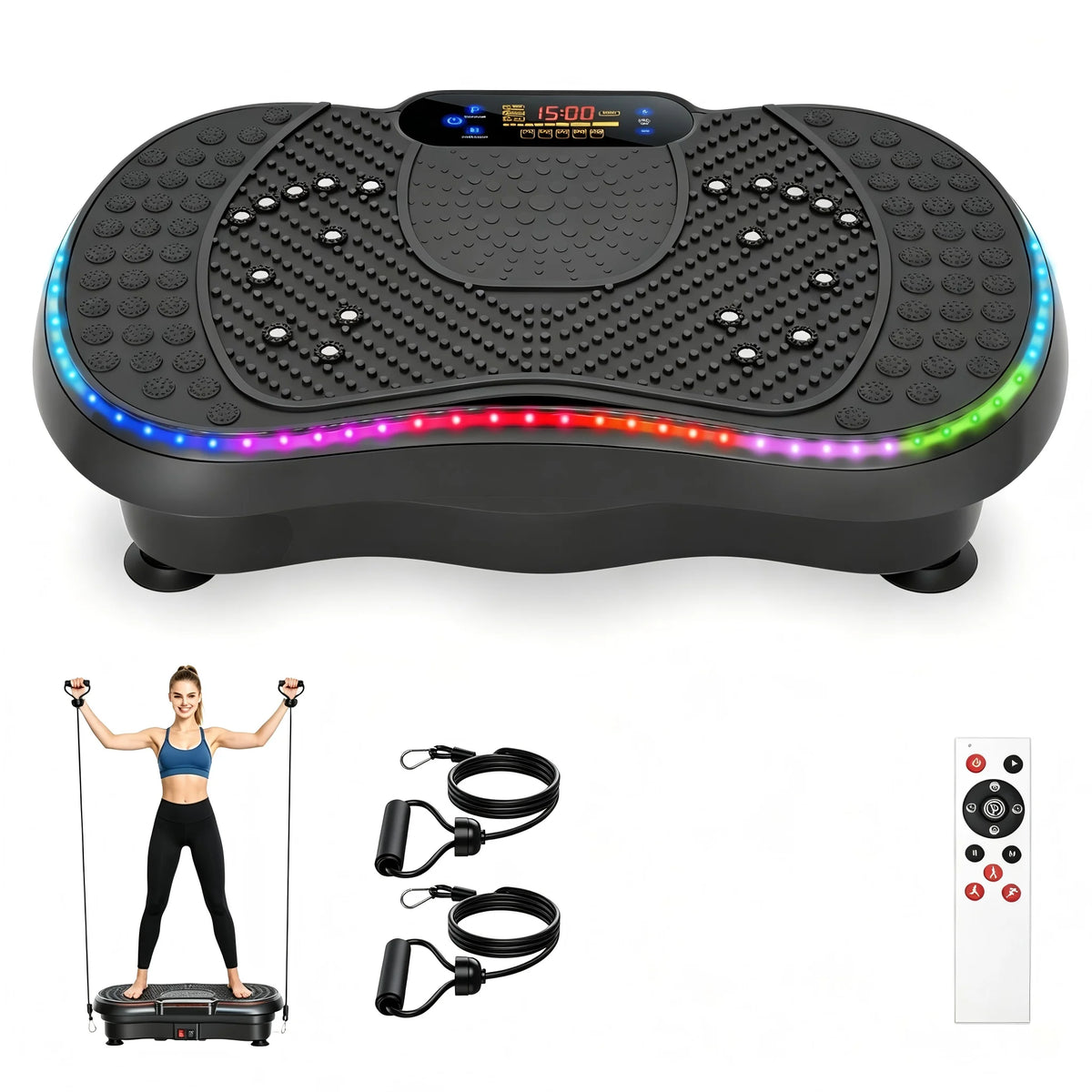 Smart Vibration Plate Exercise Machine With LED Light Strip Deep — product view 9