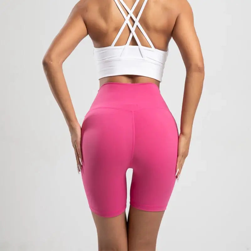 Women Sports Biker Shorts Women Naked Feeling High Waist Yoga Shorts Push Up Fitness Leggings Tummy Control Yoga Slim Shorts