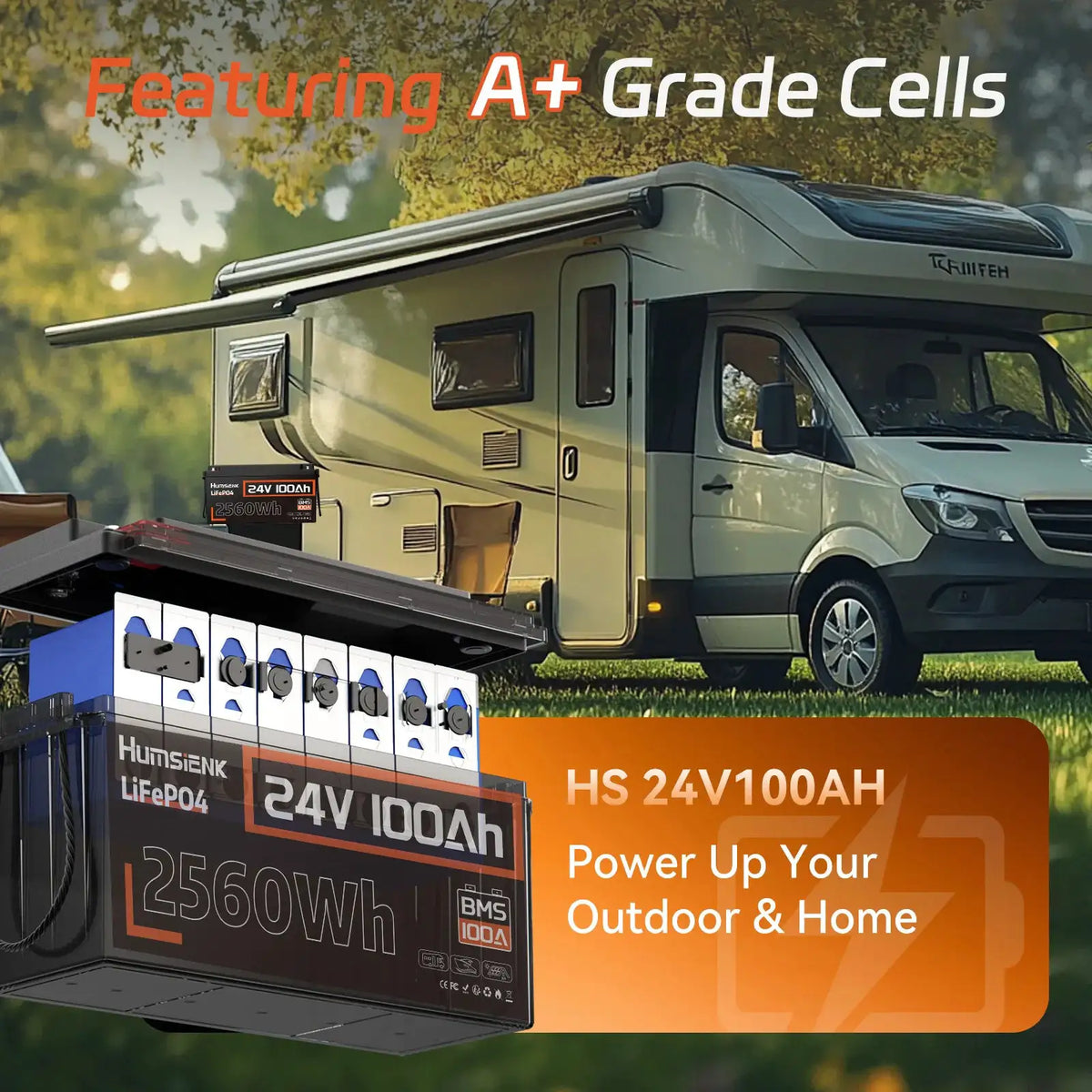 Humsienk 24V 100Ah/200Ah/150Ah LiFePO4 Battery, MAX 15000 Cycles, Built-in 100A/200A/250A BMS, 15000+ Deep Cycle, Low-Temp Protection For RV, Van, Golf Cart, Boat, Camper, Marine, Trolling Motor, Off-Grid, Solar Energy Storag
