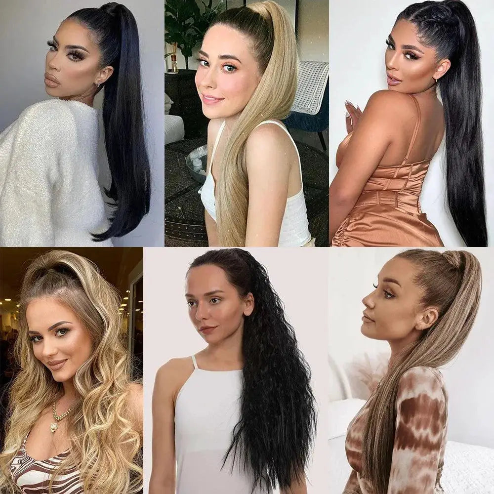 Long Straight Claw Clip Synthetic Ponytail Extension 24 Inch