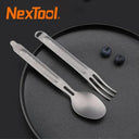 Lightweight Titanium Camping Spoon and Fork Set with Case