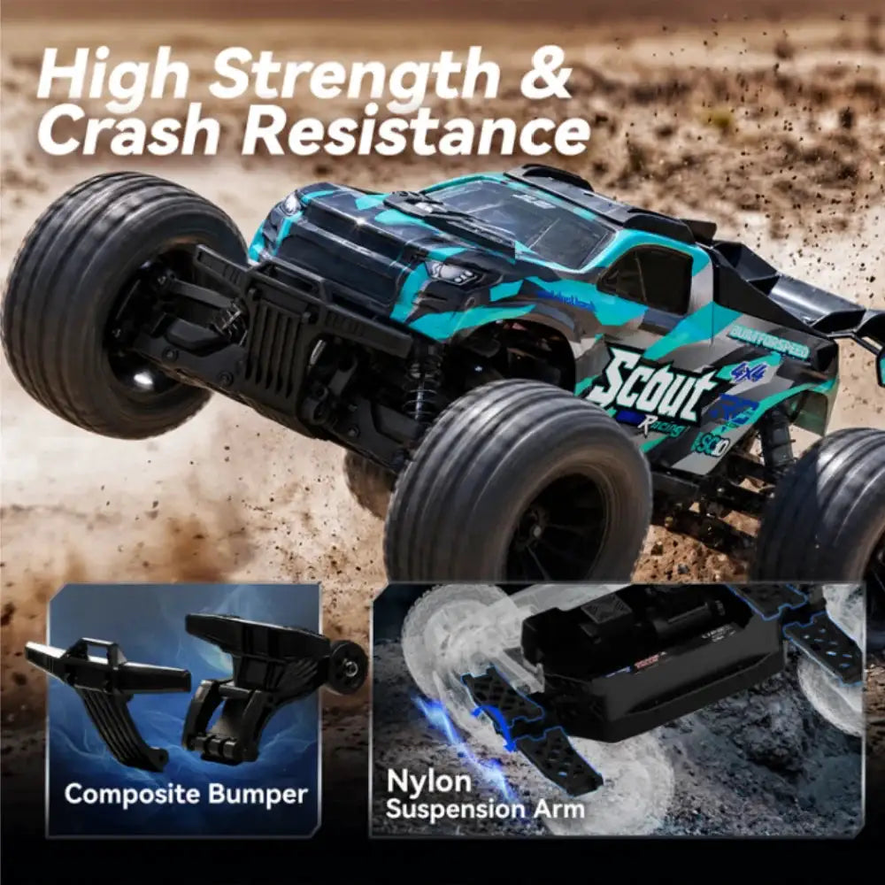 JIUSI SC10 1/10 Brushless RC Car RTR 4WD All Terrain Off Road Truck 50MPH 3S Battery 15KG Servo Gyro Stabilization Fast Charge For Hobby Adults
