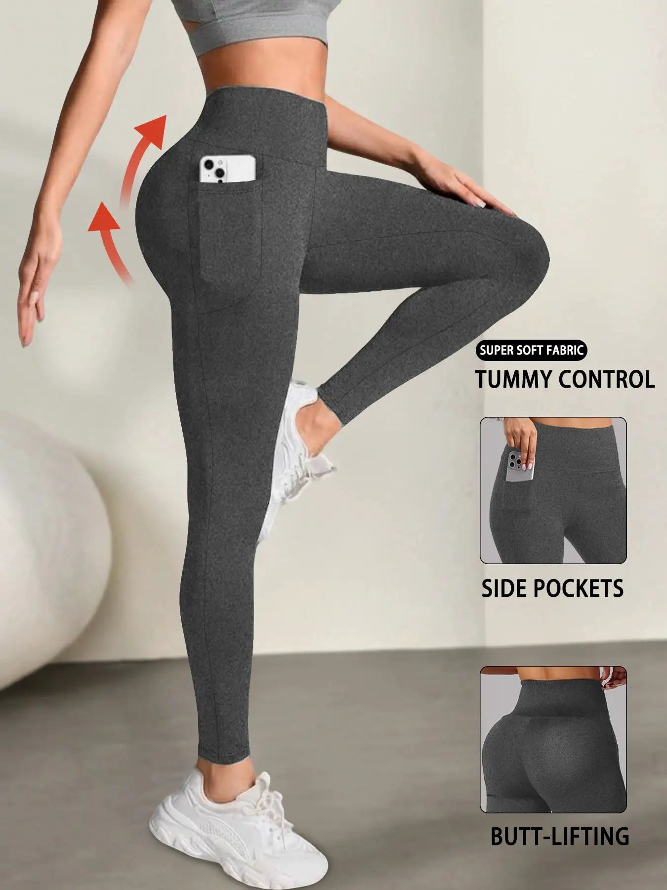 Women's Super Soft Leggings with Pockets, High Waisted Tummy Control for Yoga Workout and Casual Lounge Wear Comfort