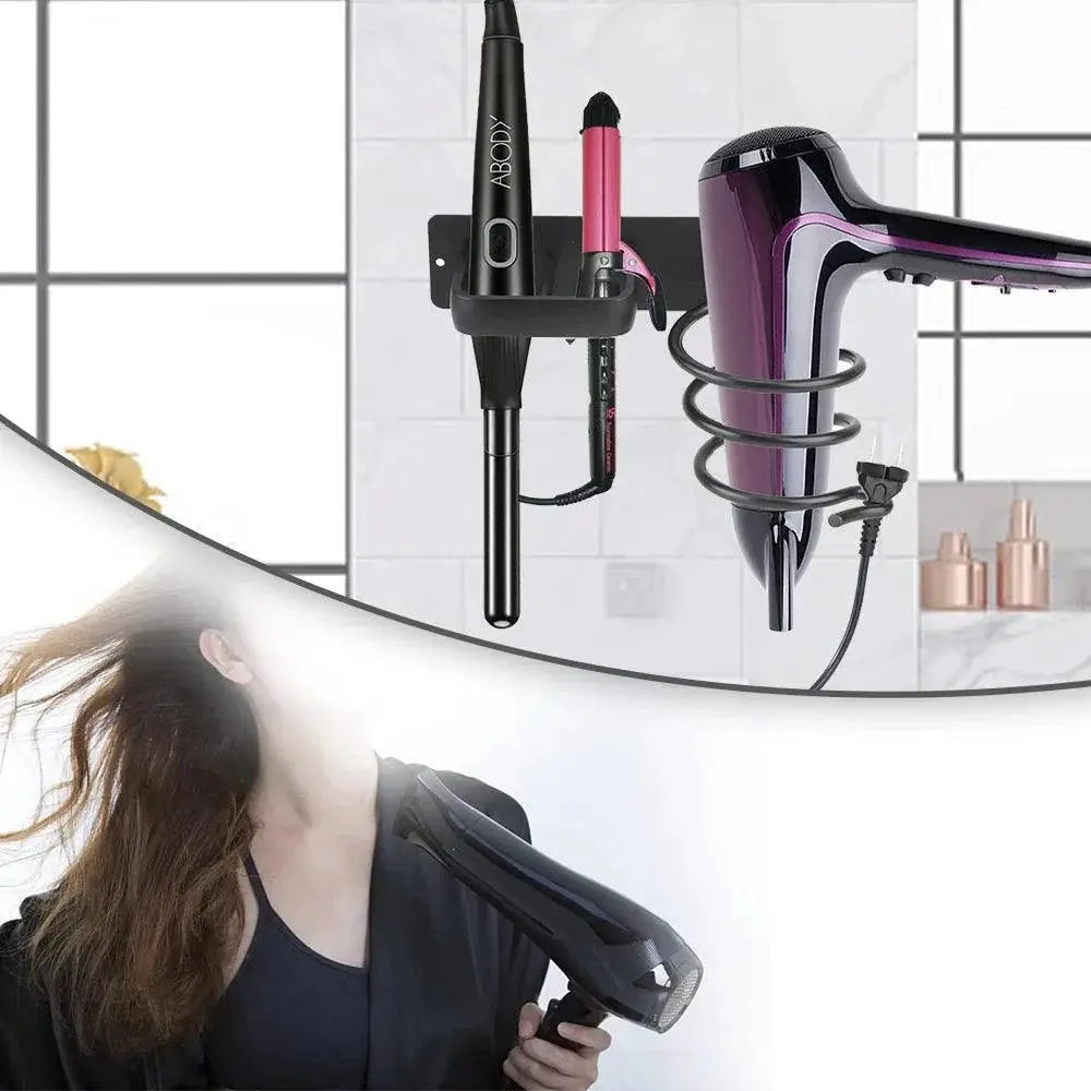 Hair Dryer Organizer Shelf Spiral Design Wall Mount Rack