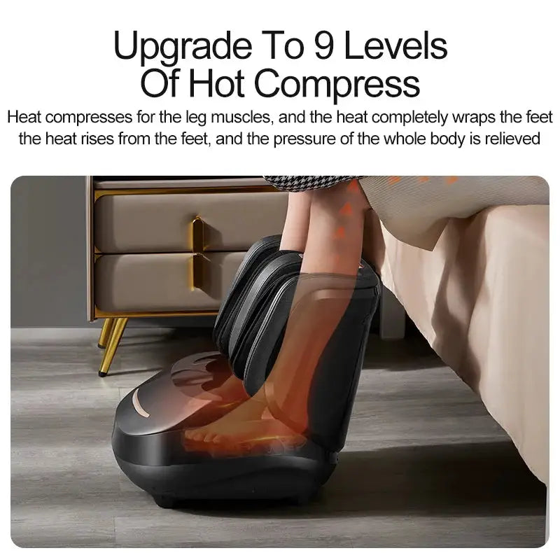 High Quality Air Pressure Electric Hot Heater Foot Massager Machine Vibrate Roller Bath Kneading Leg Foot Full Wrap Massage