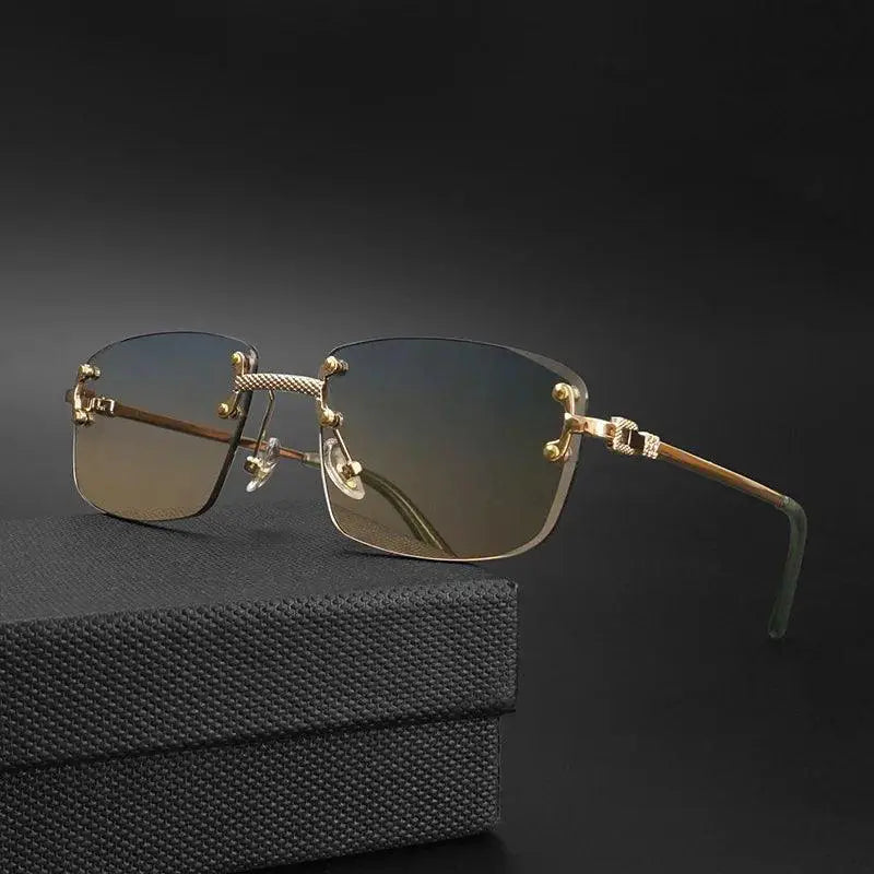 Unisex UV400 Rimless Square Sunglasses for Men and Women