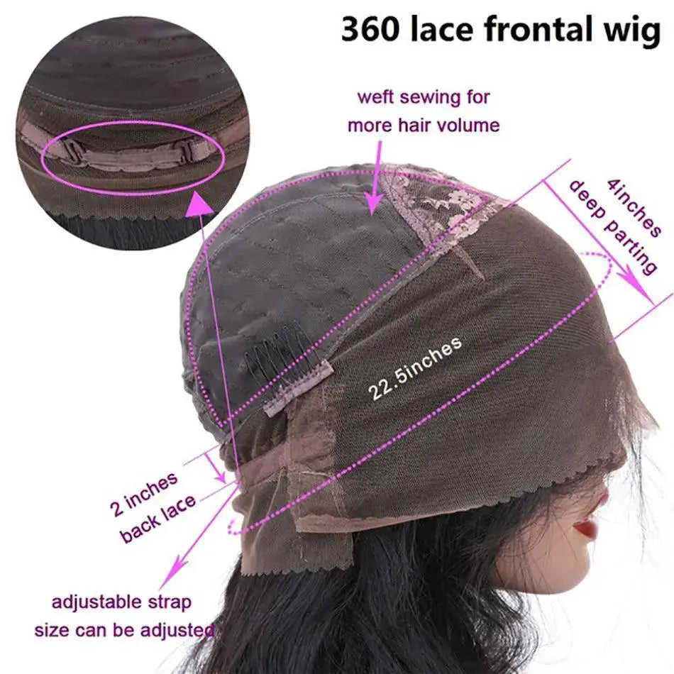 360 Lace Frontal Kinky Straight Human Hair Wig Baby Hair