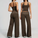 Women's Yoga Set Halter Crop Top Wide Leg Pants