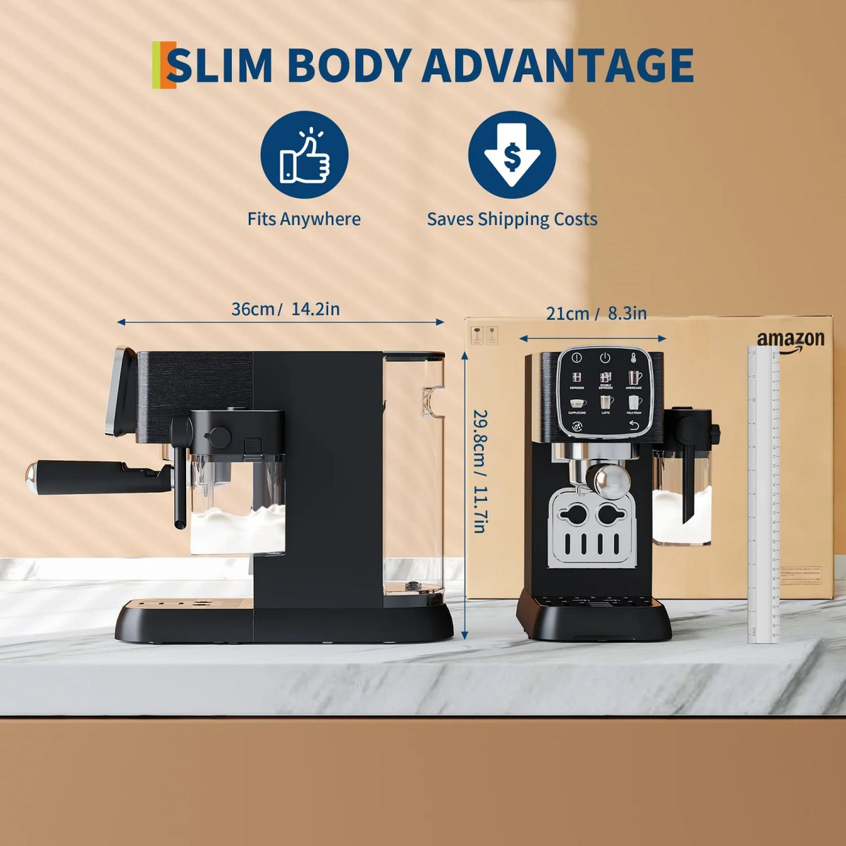 Espresso Machine , Compact Espresso Maker with Steam Milk Frother — product view 5