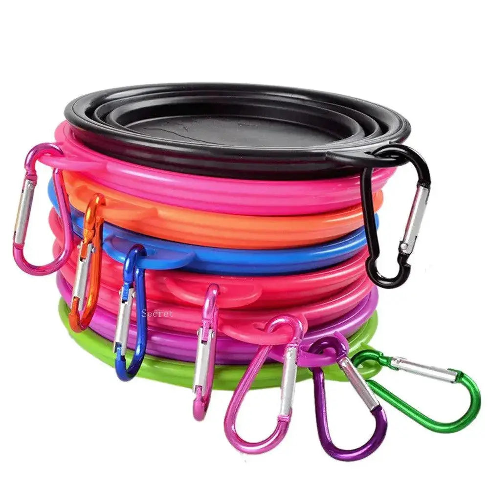 Silicone Collapsible Pet Bowl With Carabiner For Travel