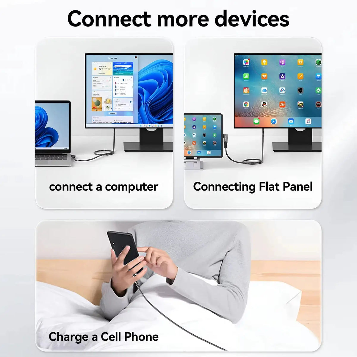 240W USB C Cable - 40Gbps Fast Charge — black 1m — product view 2